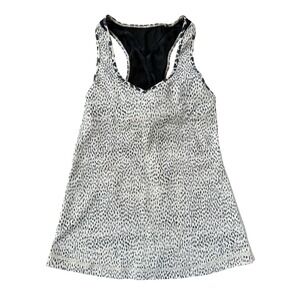 Lululemon Leopard Cheetah Animal Print Racerback Tank Top Black Tan W/Bra Size 6